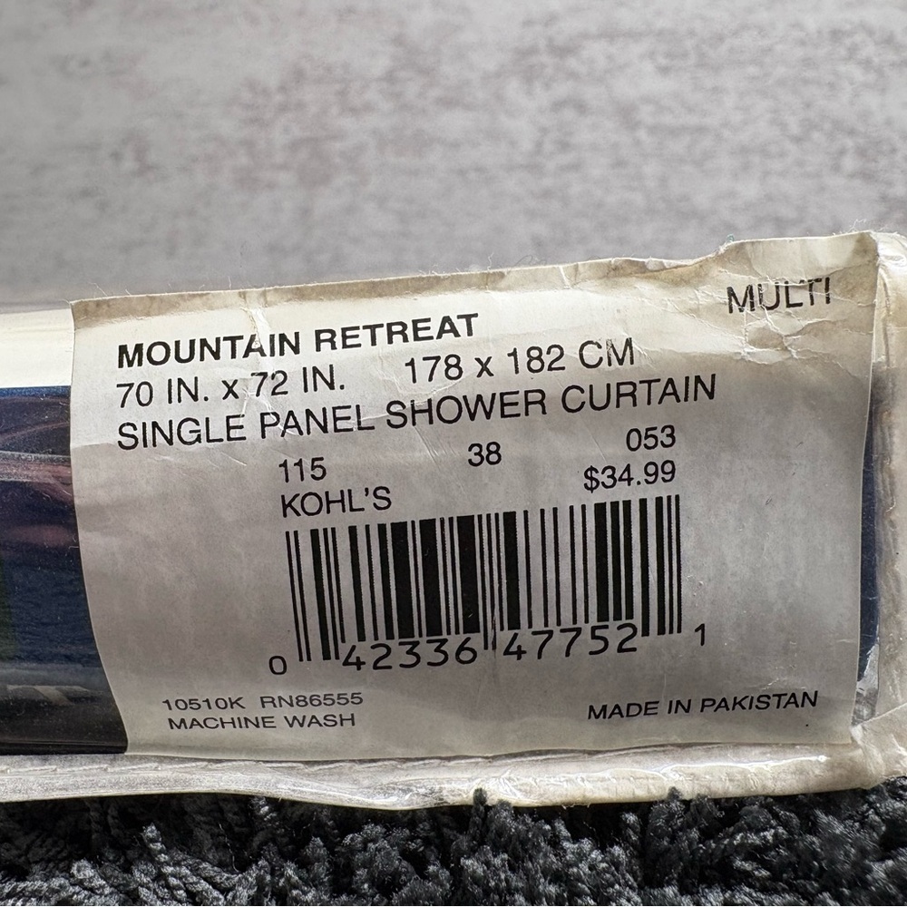 NEW in Package Bacova Mountain Retreat Single Panel Shower Curtain-70” x 72” - Picture 3 of 3